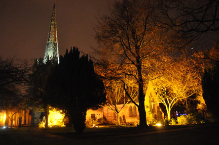 St Edburgha's Church at night